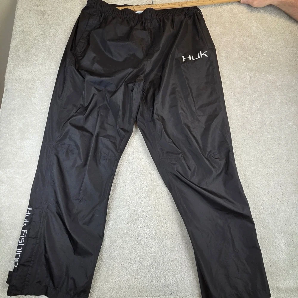 Huk Performance Fishing Rain Pants Mens XXL Black Water Resistant Zippered Leg
